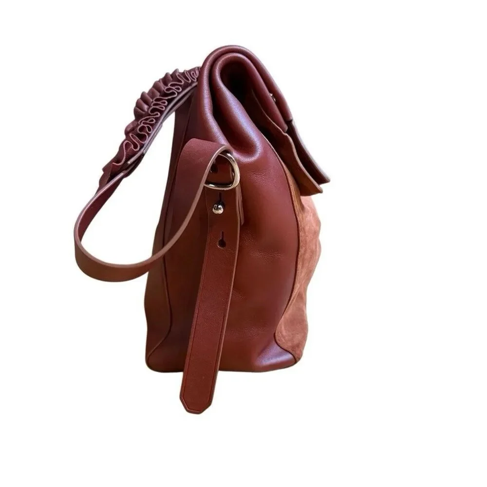 ALLSAINTS Maya Leather Shoulder Bal Calfskin In Rust Color